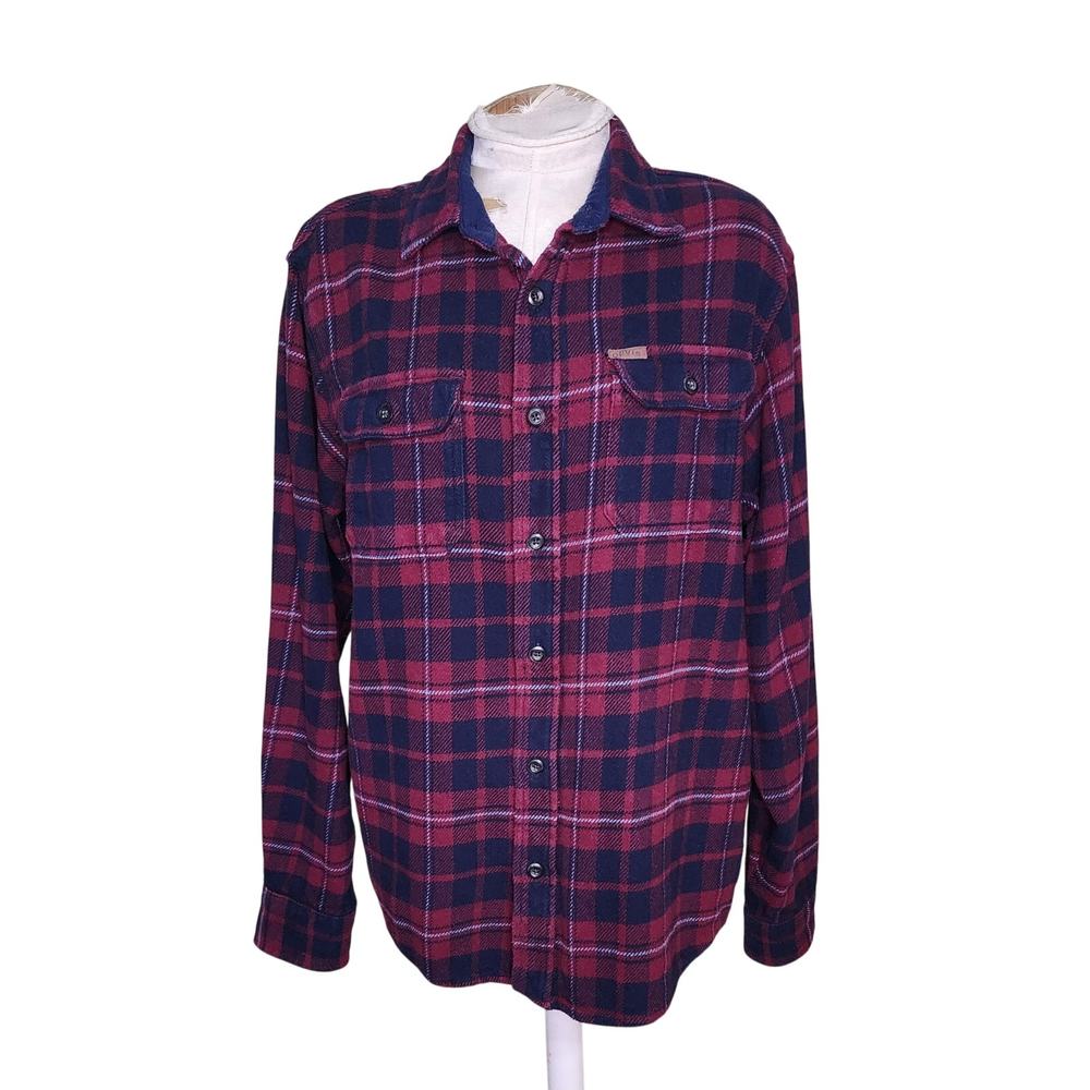 Orvis Flannel Mens Shacket Dark Red and Navy Size‎ L